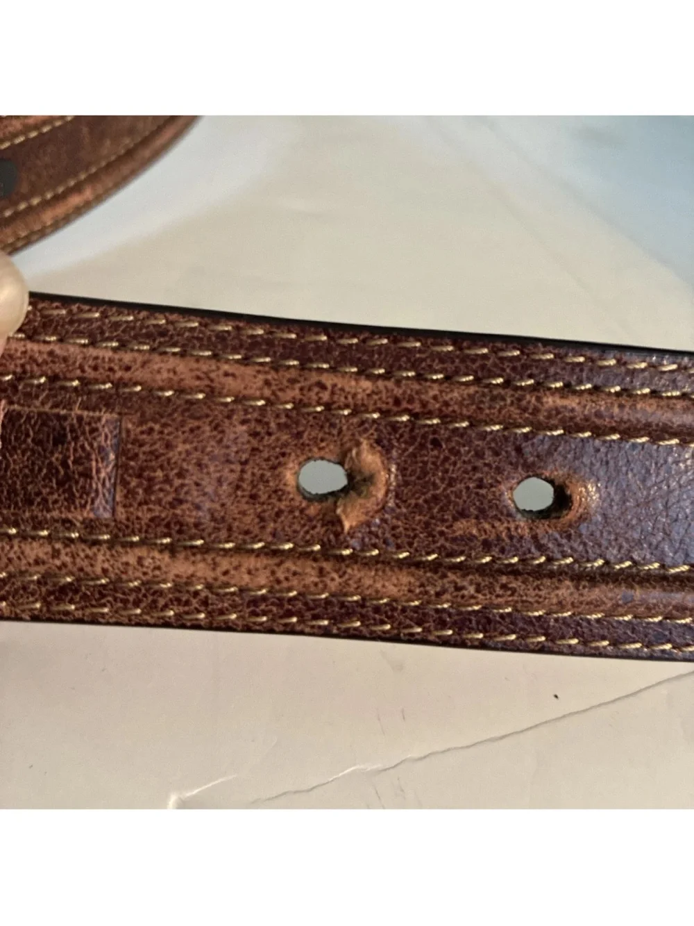 Vtg Tooled Leather Belt Julie Zsupnik Porcelain Moose Belt Buckle 43” W 1.5 Wide
